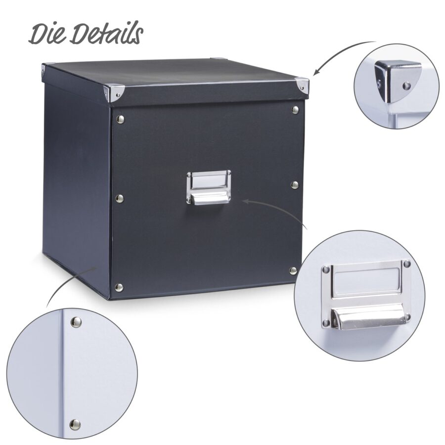 Aufbewahrungsbox, Pappe, schwarz – Ansicht 3