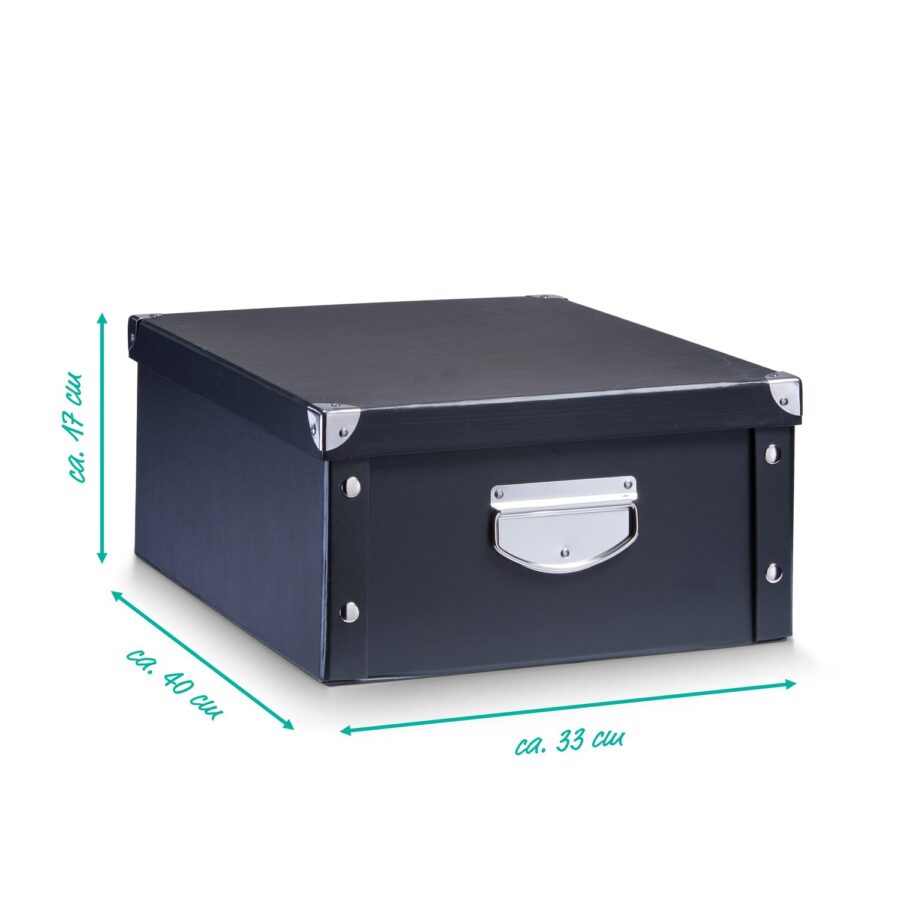 Aufbewahrungsbox, Pappe, schwarz – Ansicht 3