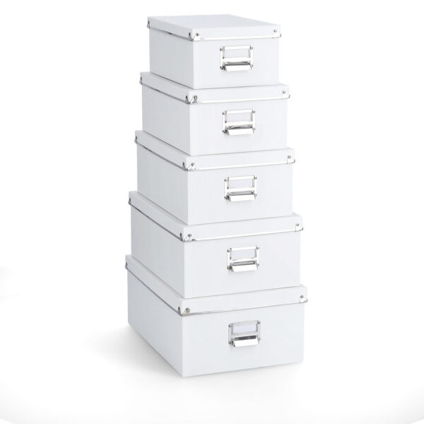 Boxen-Set, 5-tlg., Pappe, weiß