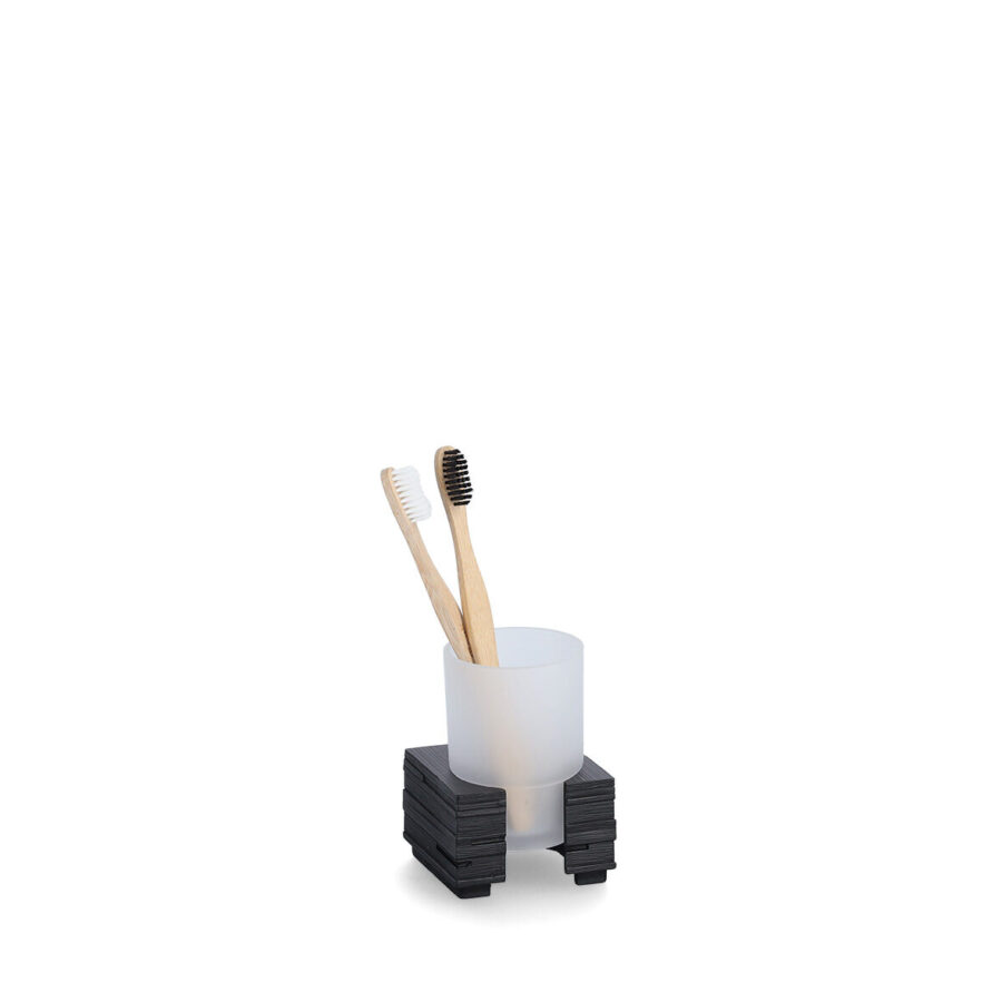 Zahnputzbecher "Schiefer", Polyresin, schwarz – Ansicht 3