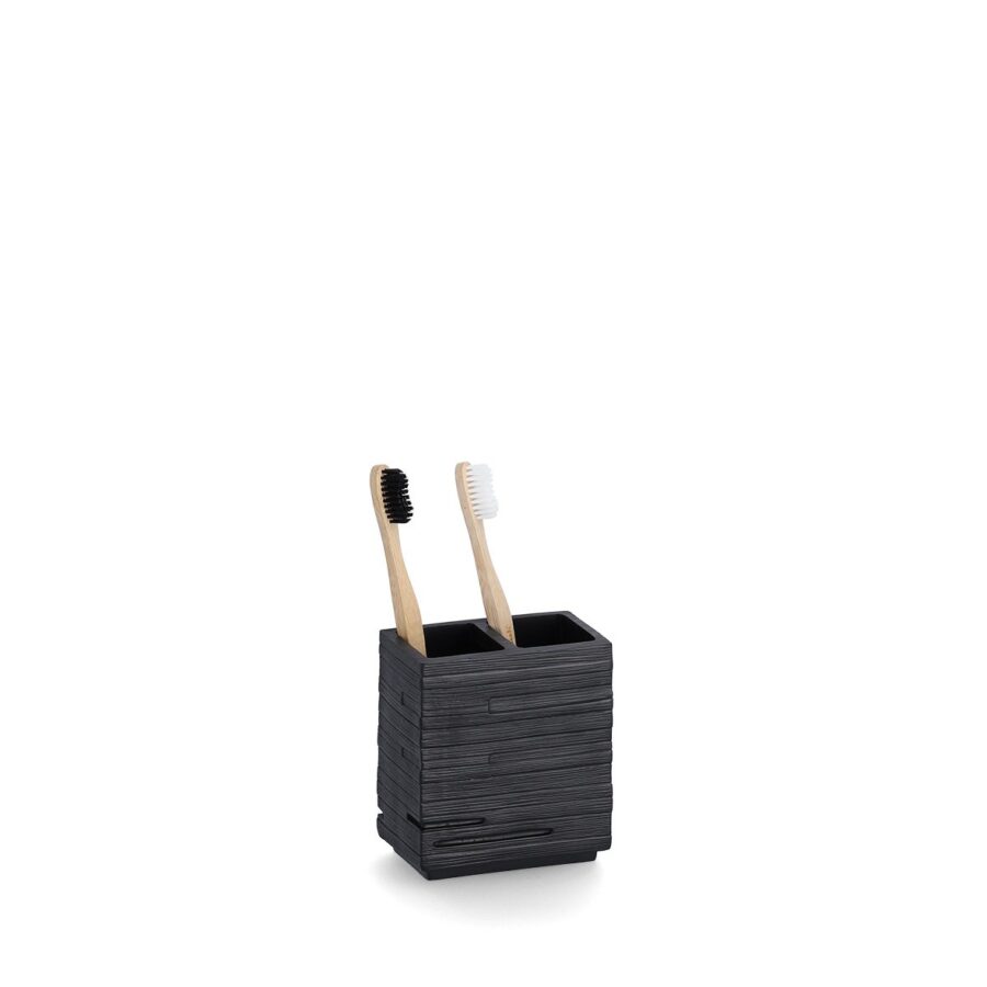 Zahnbürstenhalter "Schiefer", Polyresin, schwarz – Ansicht 2