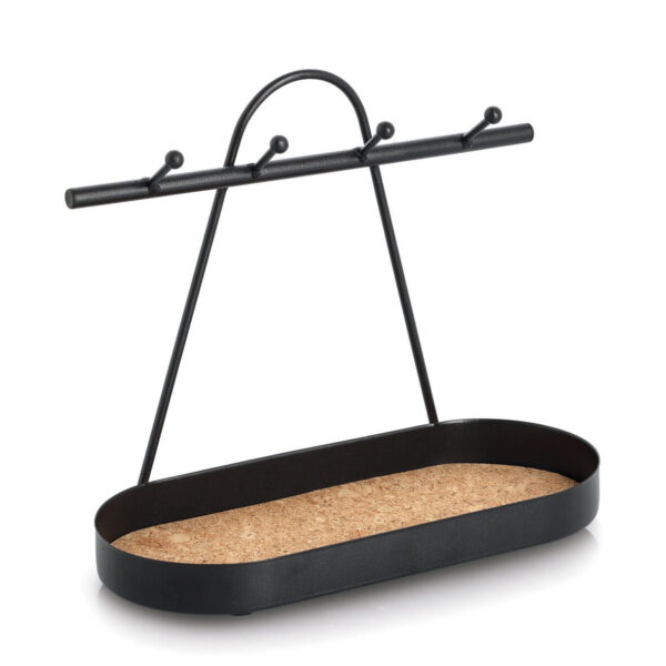 Ablage mit Haken, Metall/Kork, schwarz