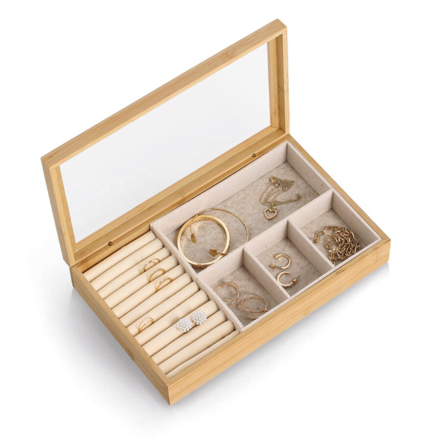 Schmuckkästchen, Bambus/MDF/Glas – Ansicht 2