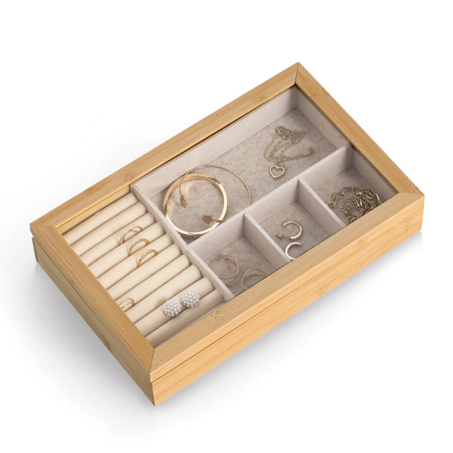 Schmuckkästchen, Bambus/MDF/Glas – Ansicht 4