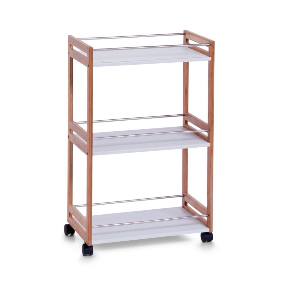 Rollwagen, MDF/Bambus, weiß