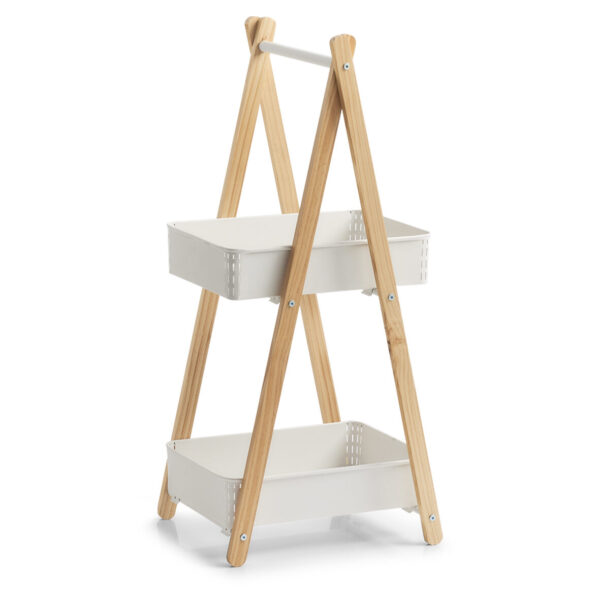 Standregal m. 2 Körben, Metall/Holz, weiß