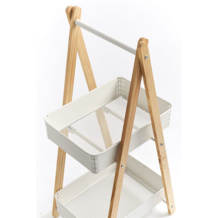 Standregal m. 2 Körben, Metall/Holz, weiß – Ansicht 5