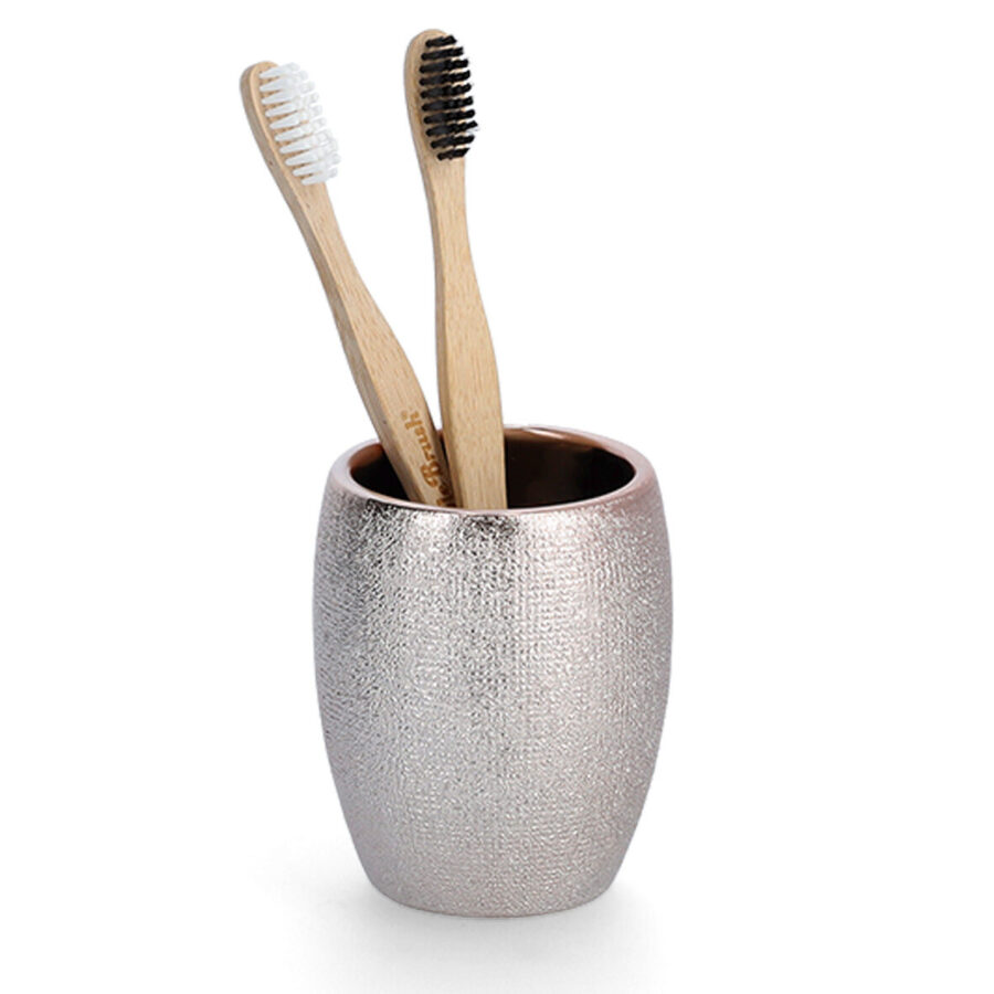 Zahnputzbecher "Glitter", Steinzeug, roségold – Ansicht 2