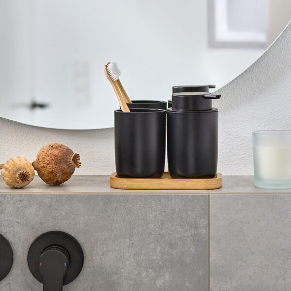 Bad-Accessoires-Set, 3-tlg., Kunststoff/Bambus, – Lifestyle 1