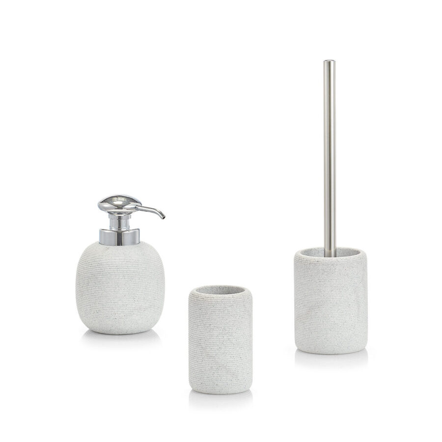 Zahnputzbecher 'Living', Polyresin, hellgrau – Ansicht 2