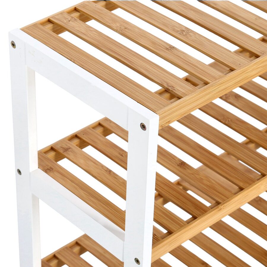 Schuhregal m. 3 Ablagen, Bambus/MDF, weiß – Ansicht 2