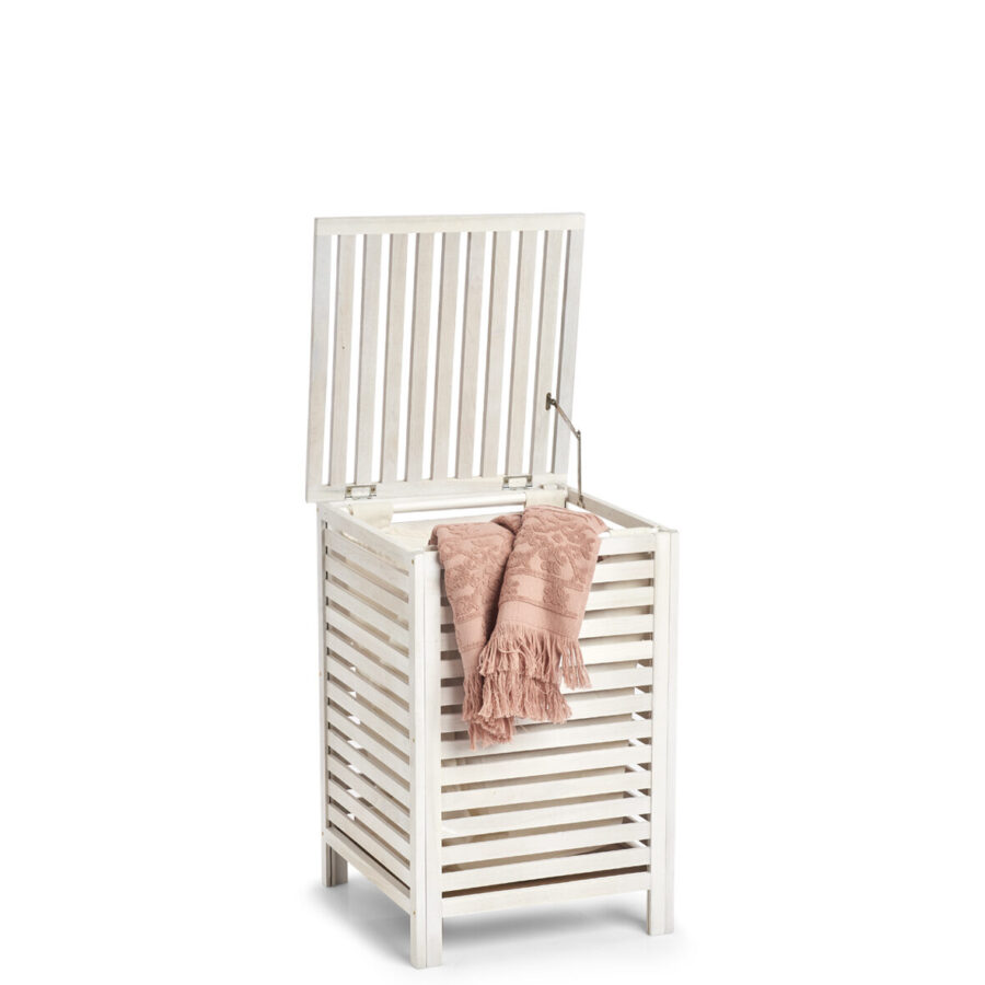 Wäschesammler, Walnussholz, naturweiß – Ansicht 6