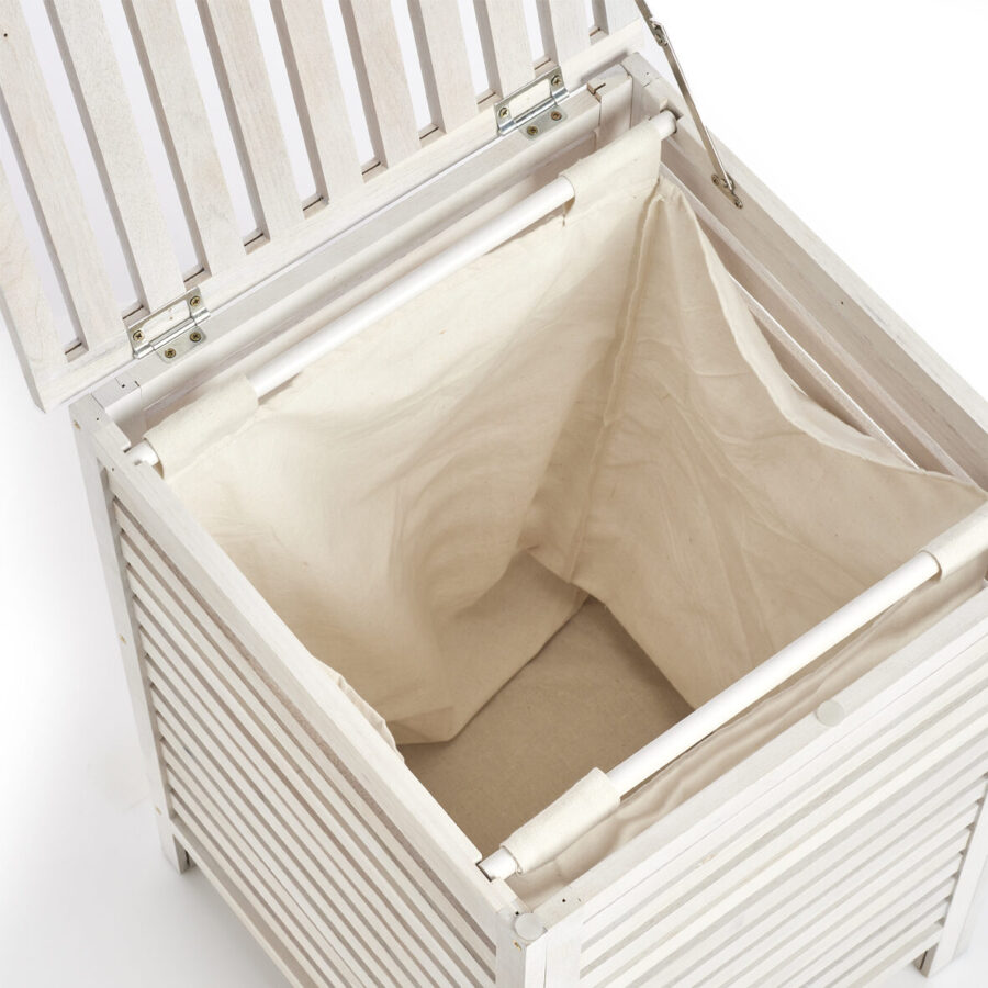 Wäschesammler, Walnussholz, naturweiß – Ansicht 8