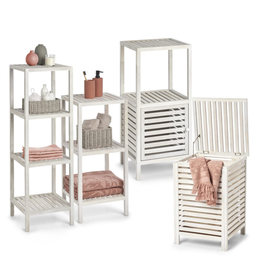 Badschrank m. Ablage, Walnussholz, naturweiß – Ansicht 6
