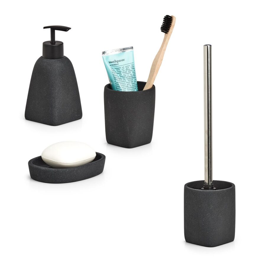 Seifenschale "Dark Stone", Polyresin, schwarz – Ansicht 3