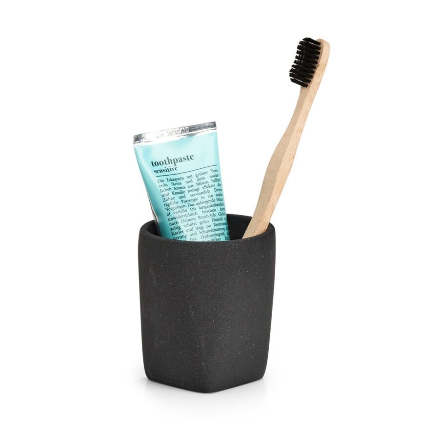 Zahnputzbecher "Dark Stone", Polyresin, schwarz – Ansicht 2