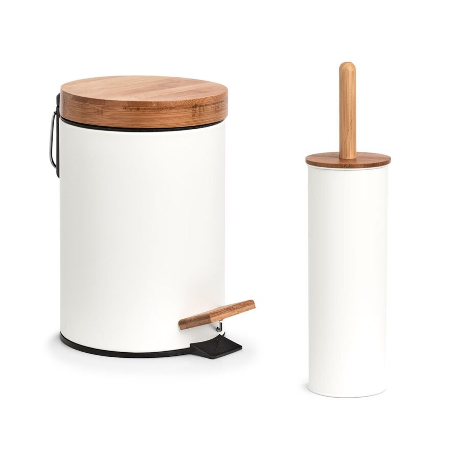 WC-Bürste, Metall/Bambus/Kunststoff, weiß – Ansicht 3