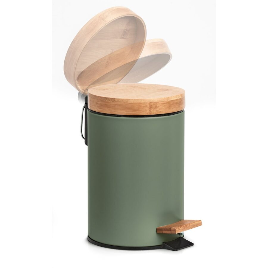 Kosmetikeimer, 3 ltr., Metall/Bambus/Kunststoff, – Ansicht 2