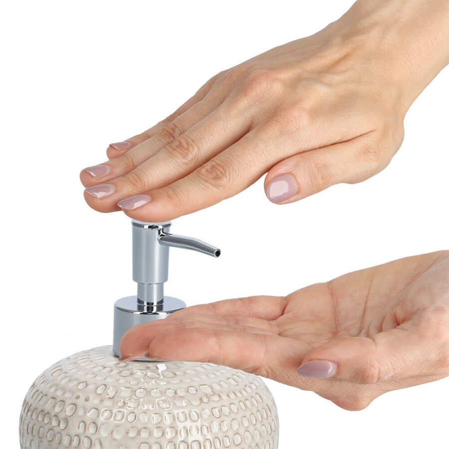 Seifenspender "Natural Structure", Steingut, beige – Ansicht 3