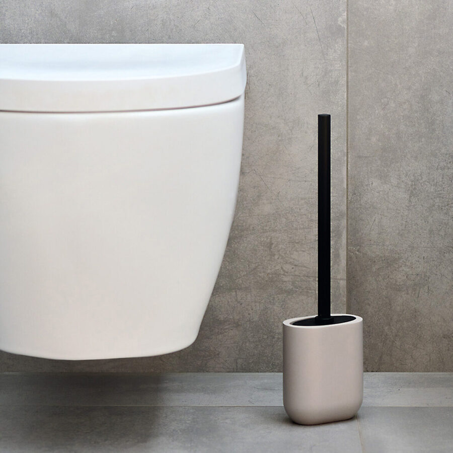 WC-Bürste, Polyresin/Edelstahl/TPR, greige – Lifestyle 1