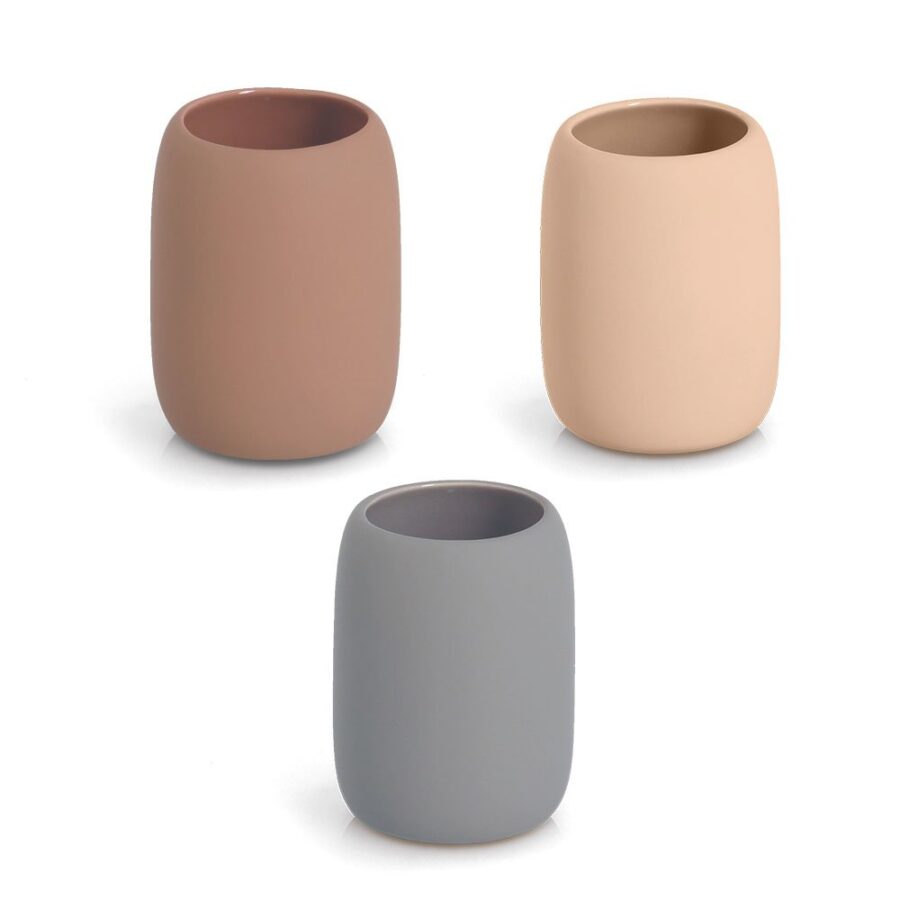 Zahnputzbecher, Keramik, mocca – Ansicht 3