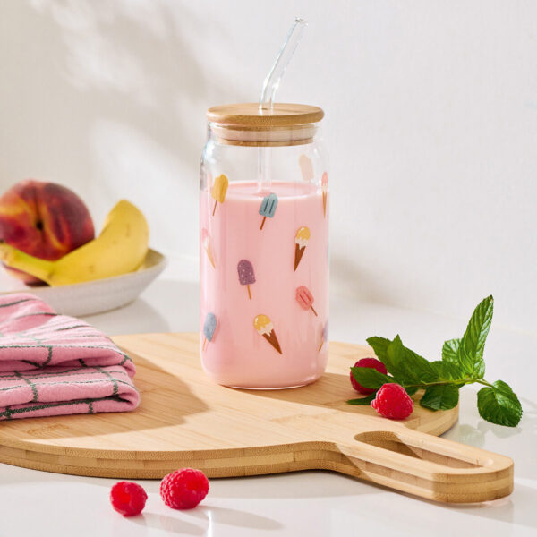 Trinkglas "Ice cream" m. Bambusdeckel und – Lifestyle 1