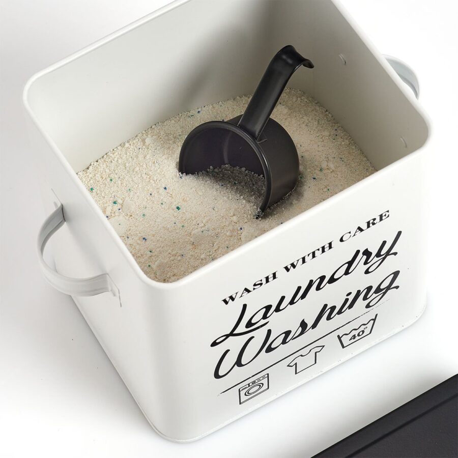 Waschpulver-Box "Laundry", Metall, weiß/schwarz – Ansicht 2