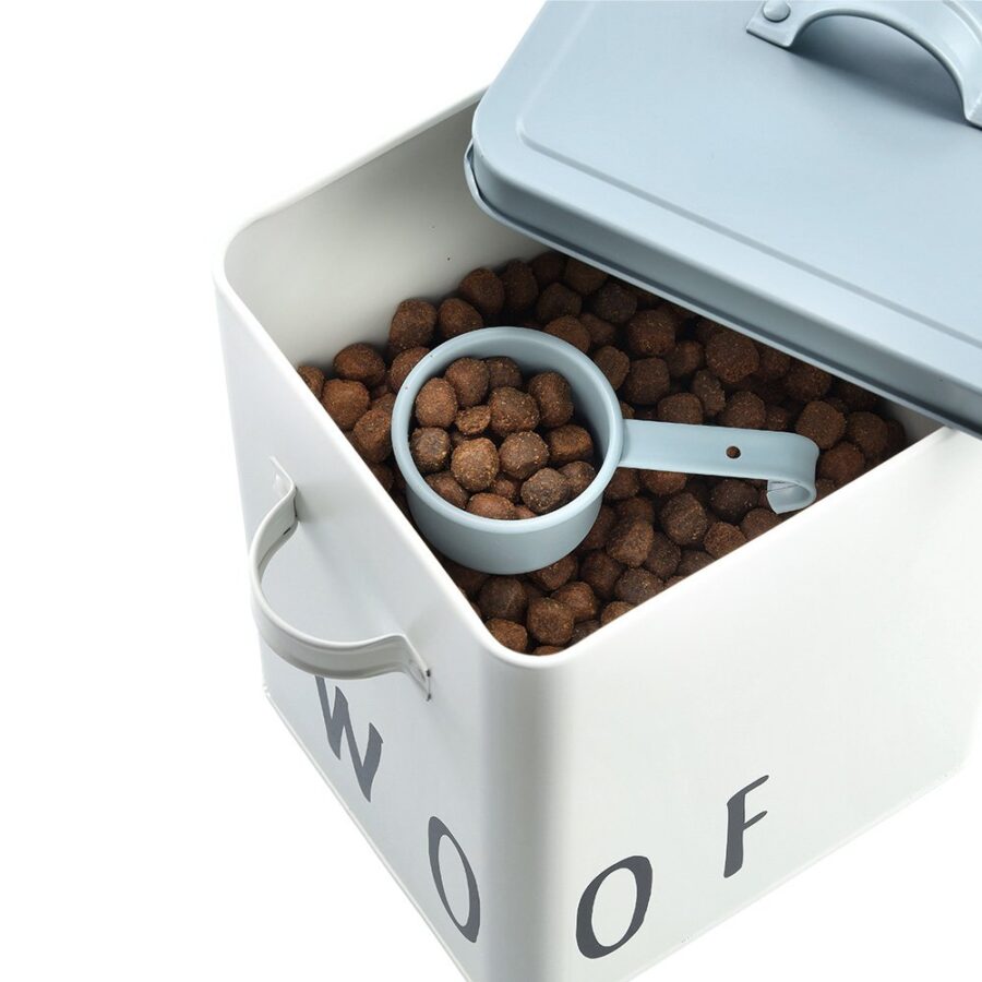 Futterdose "Woof", Metall, weiß/blau – Ansicht 2