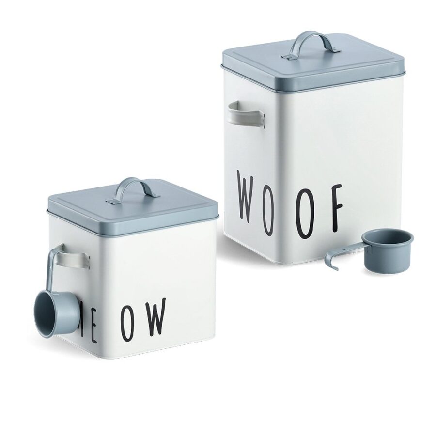 Futterdose "Woof", Metall, weiß/blau – Ansicht 4