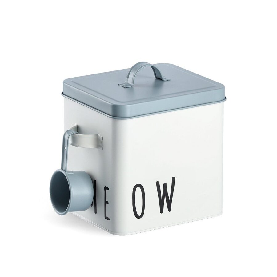 Futterdose "Meow", Metall, weiß/blau – Ansicht 2