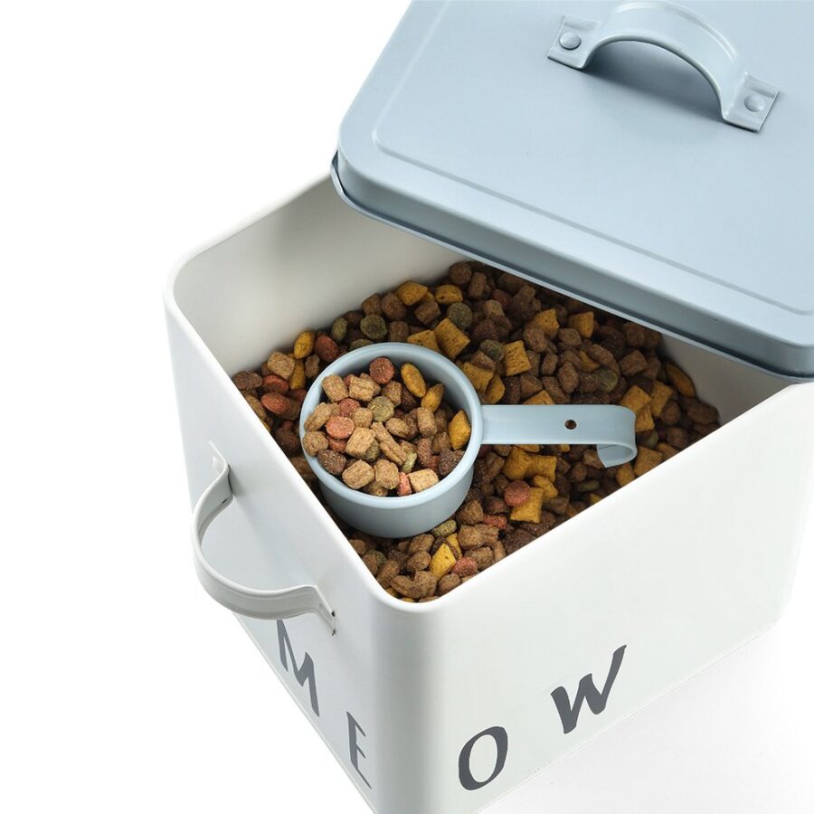 Futterdose "Meow", Metall, weiß/blau – Ansicht 4