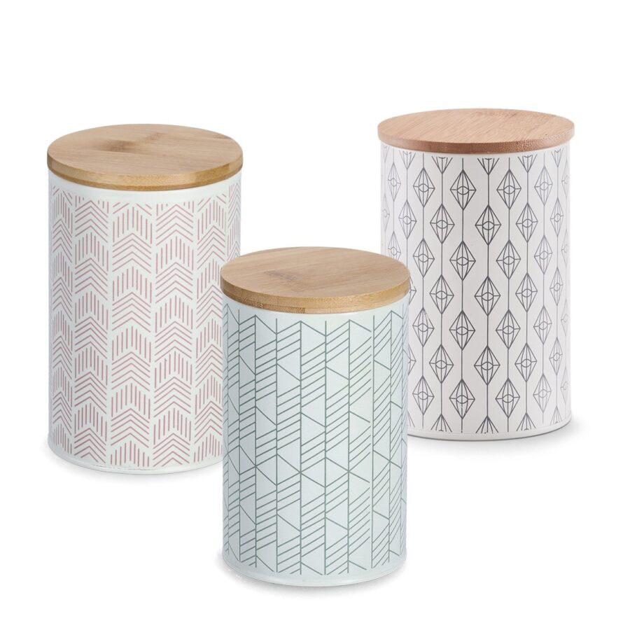 Vorratsdose m. Bambusdeckel, 1000 ml, Metall, grau – Ansicht 2