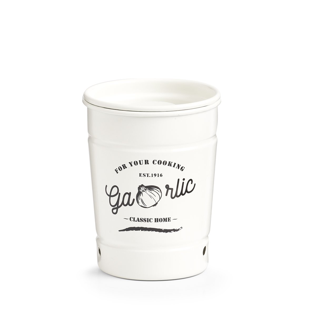 Vorratsdose "Knoblauch", Metall, weiß