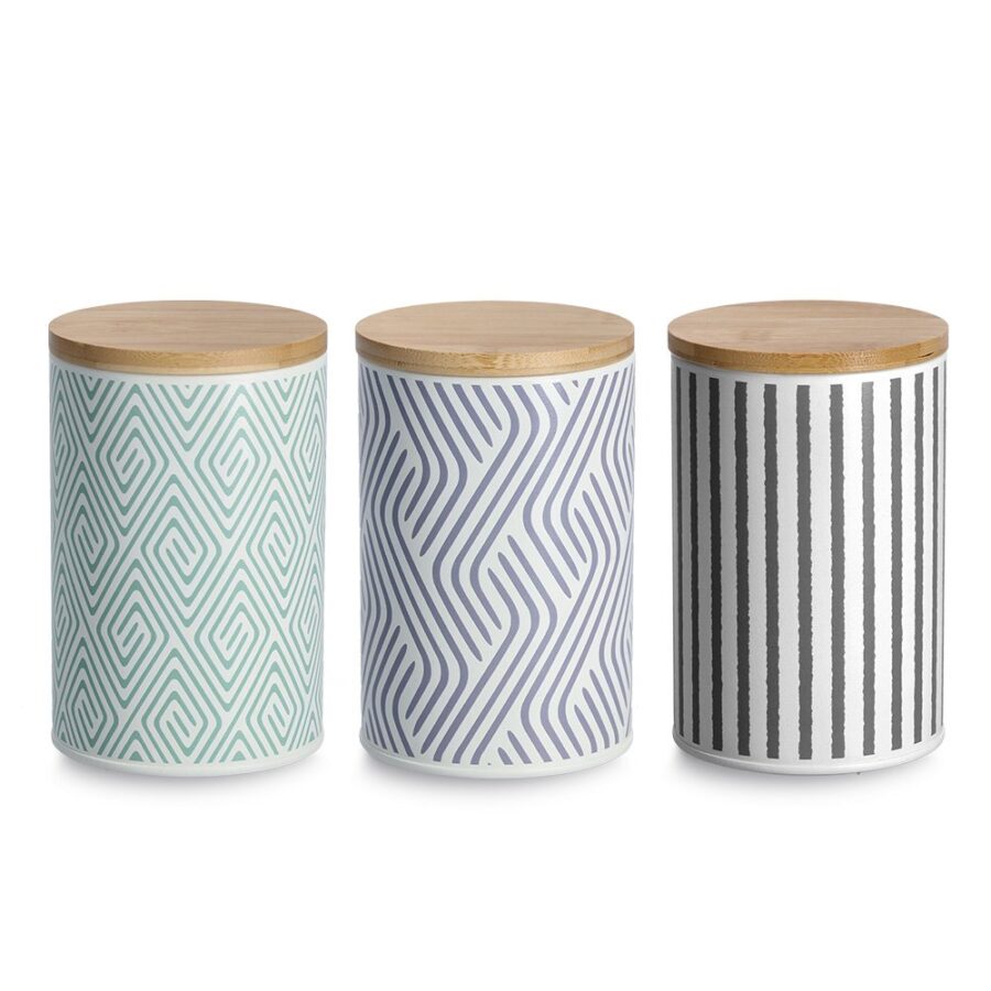 Vorratsdose m. Bambusdeckel, 1000 ml, Metall, mint – Ansicht 3
