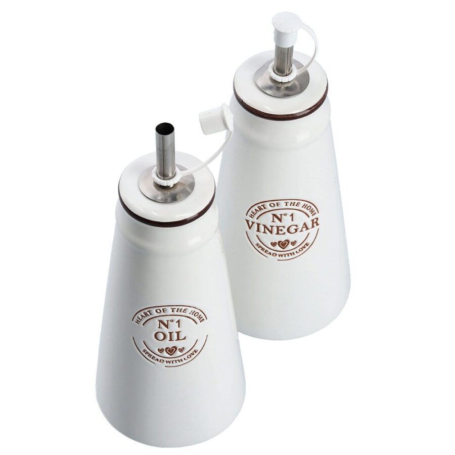 Essig-/Ölflaschen-Set, 2-tlg., Keramik, weiß – Ansicht 3