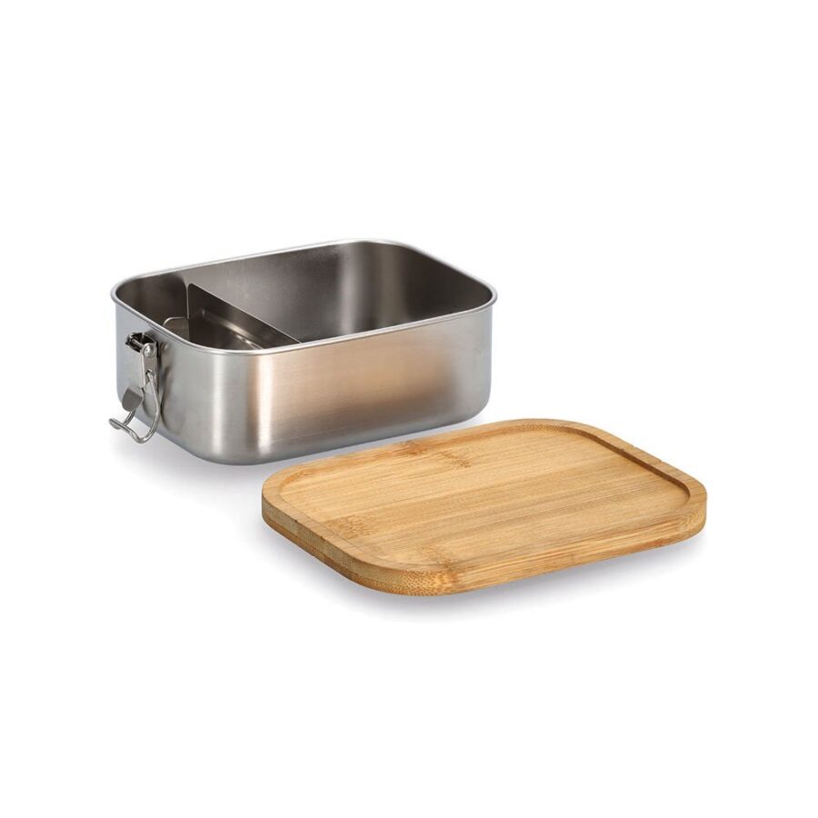 Lunch Box m. Clipverschluss, Edelstahl/Bambus – Ansicht 4