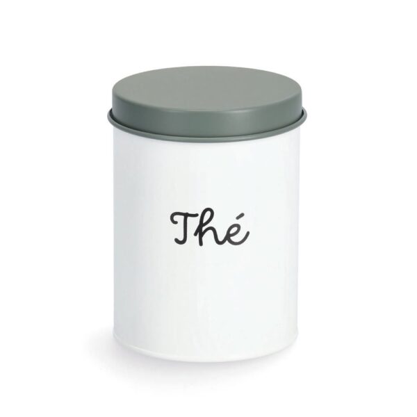 Vorratsdose "Thé", 1300 ml, Metall, weiß/