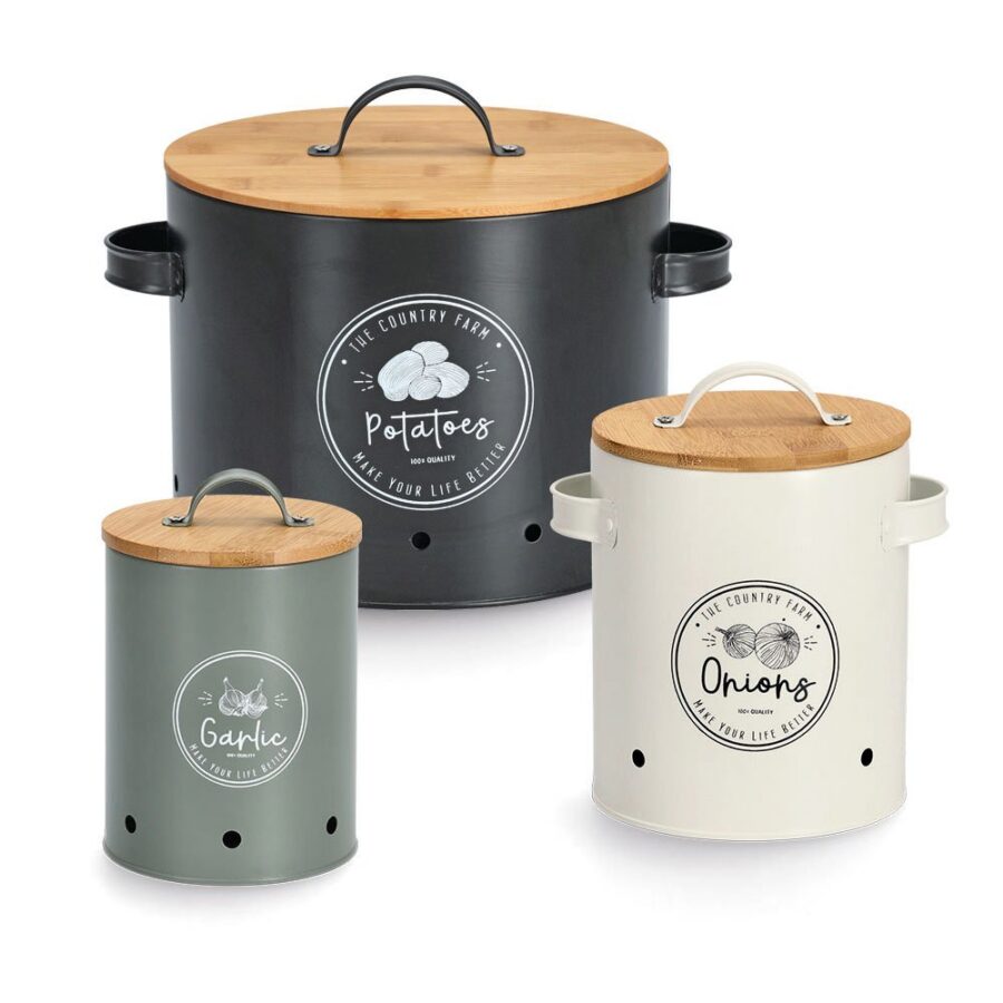 Vorratsdose m. Bambusdeckel "Potatoes", Metall, – Ansicht 2