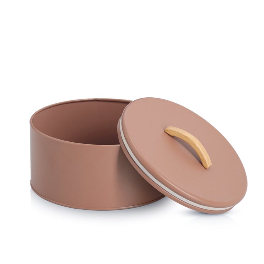 Vorratsdose, 2400 ml, Metall/Gummibaum, mocca – Ansicht 2