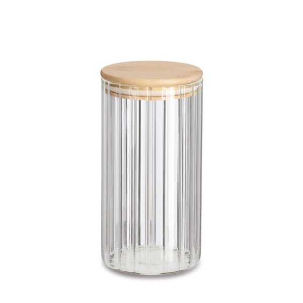 Vorratsglas "Rillen" m. Bambusdeckel, 850 ml