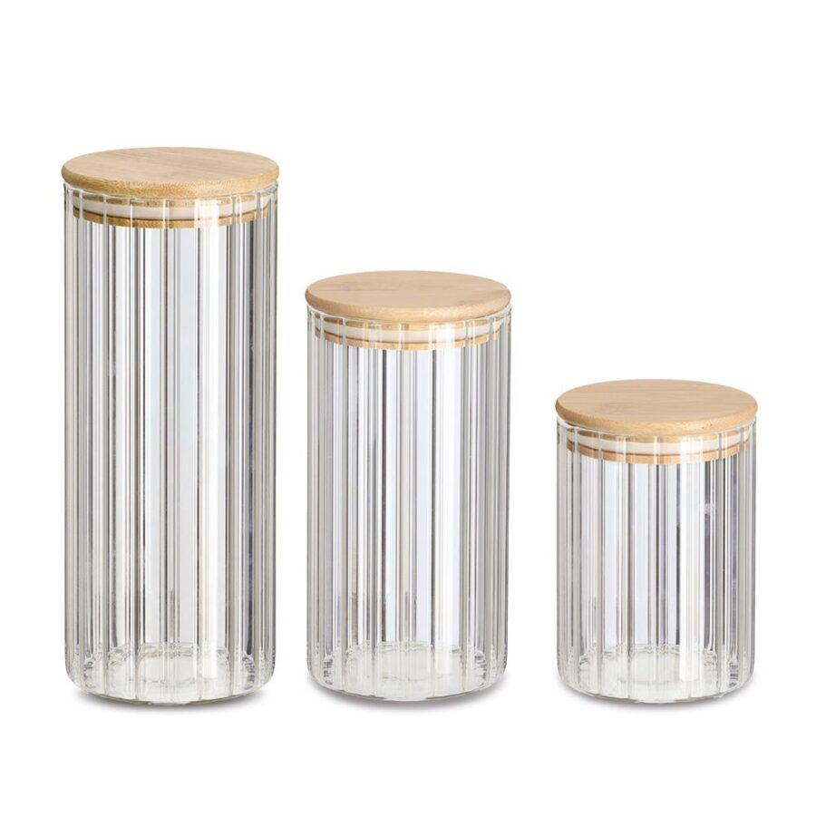 Vorratsglas "Rillen" m. Bambusdeckel, 850 ml – Ansicht 2