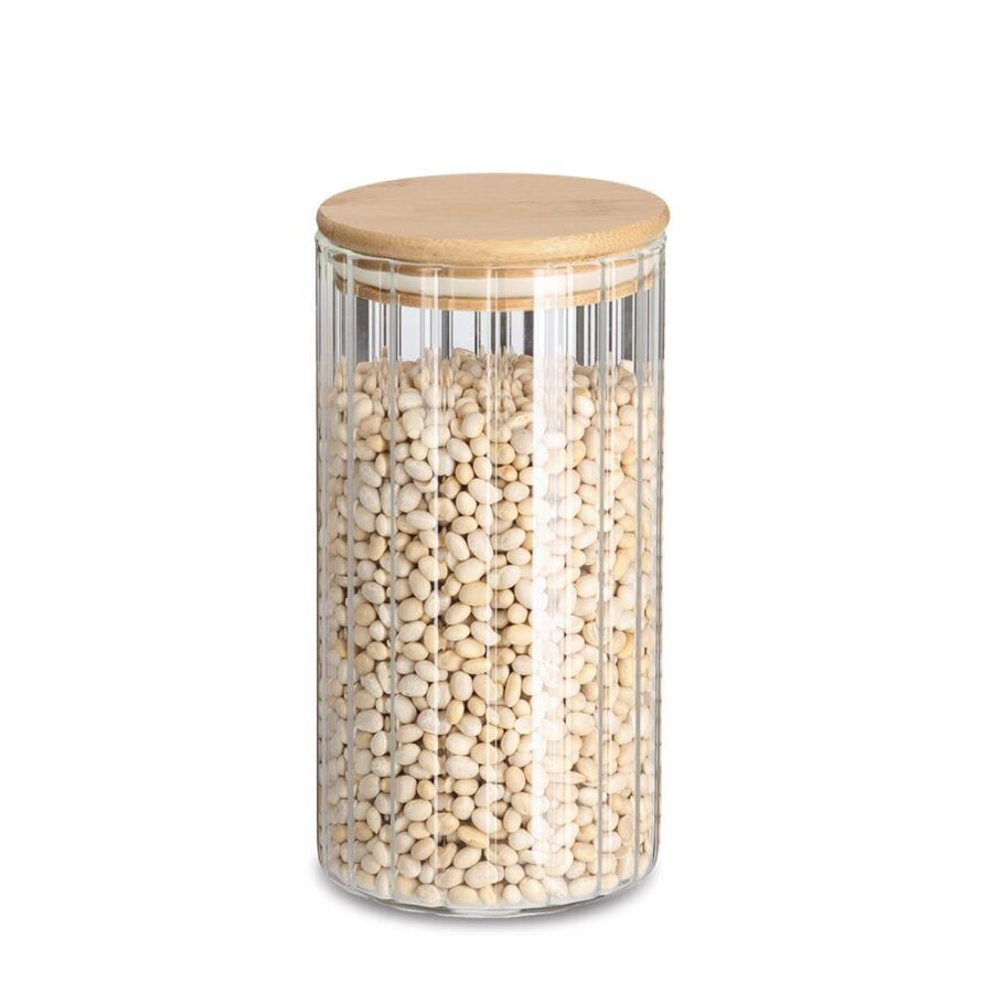 Vorratsglas "Rillen" m. Bambusdeckel, 850 ml – Ansicht 3