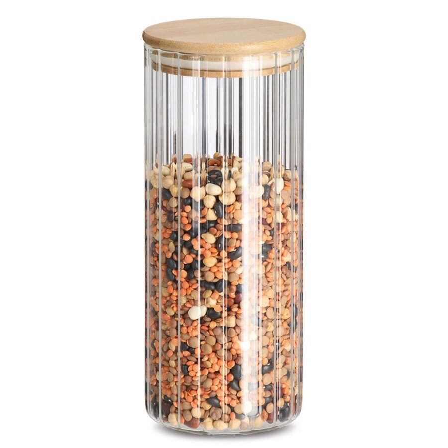 Vorratsglas "Rillen" m. Bambusdeckel, 1100 ml – Ansicht 3