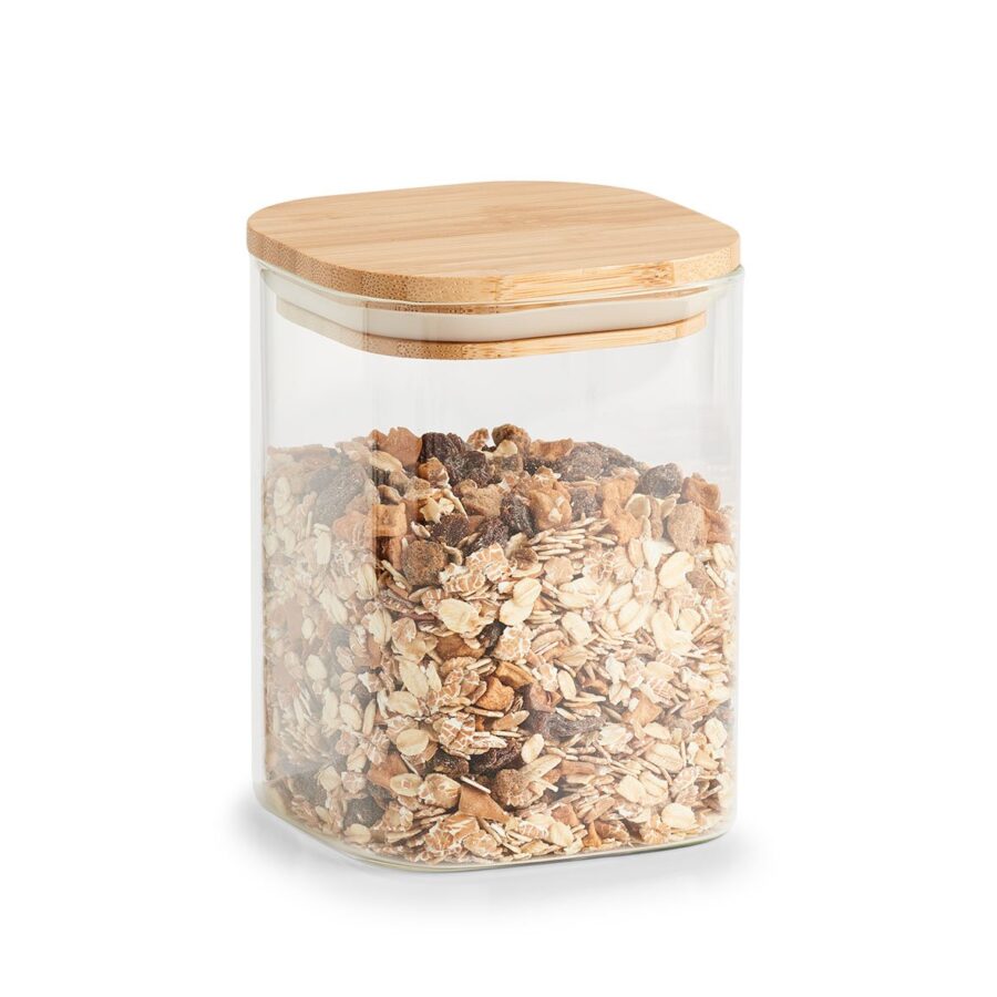 Vorratsglas m. Bambusdeckel, eckig, 900 ml – Ansicht 3