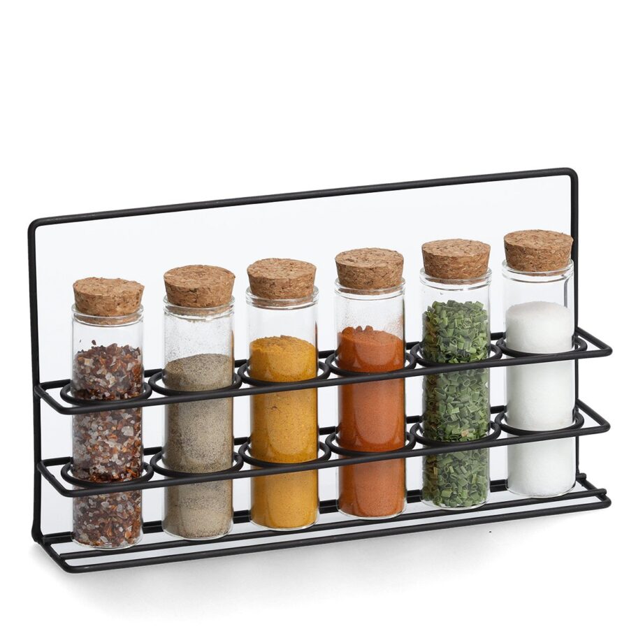 Gewürzständer-Set, 7-tlg., 55 ml, Glas/Metall/Kork – Ansicht 2