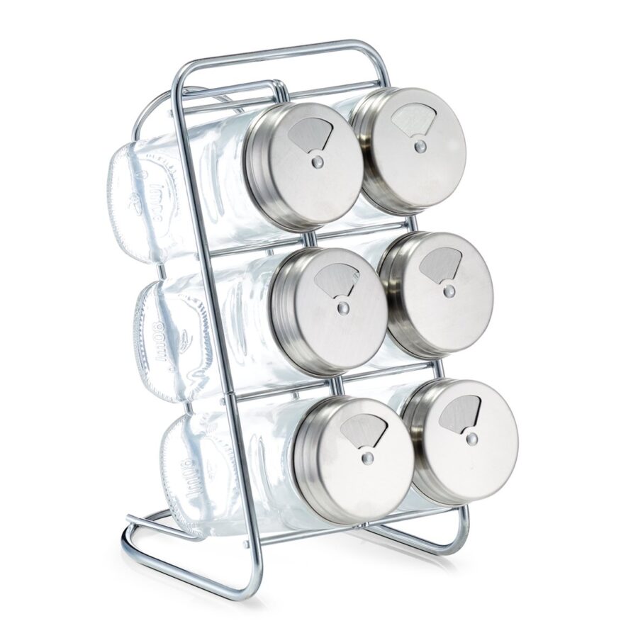 Gewürzständer-Set, 7-tlg., Glas/Edelstahl