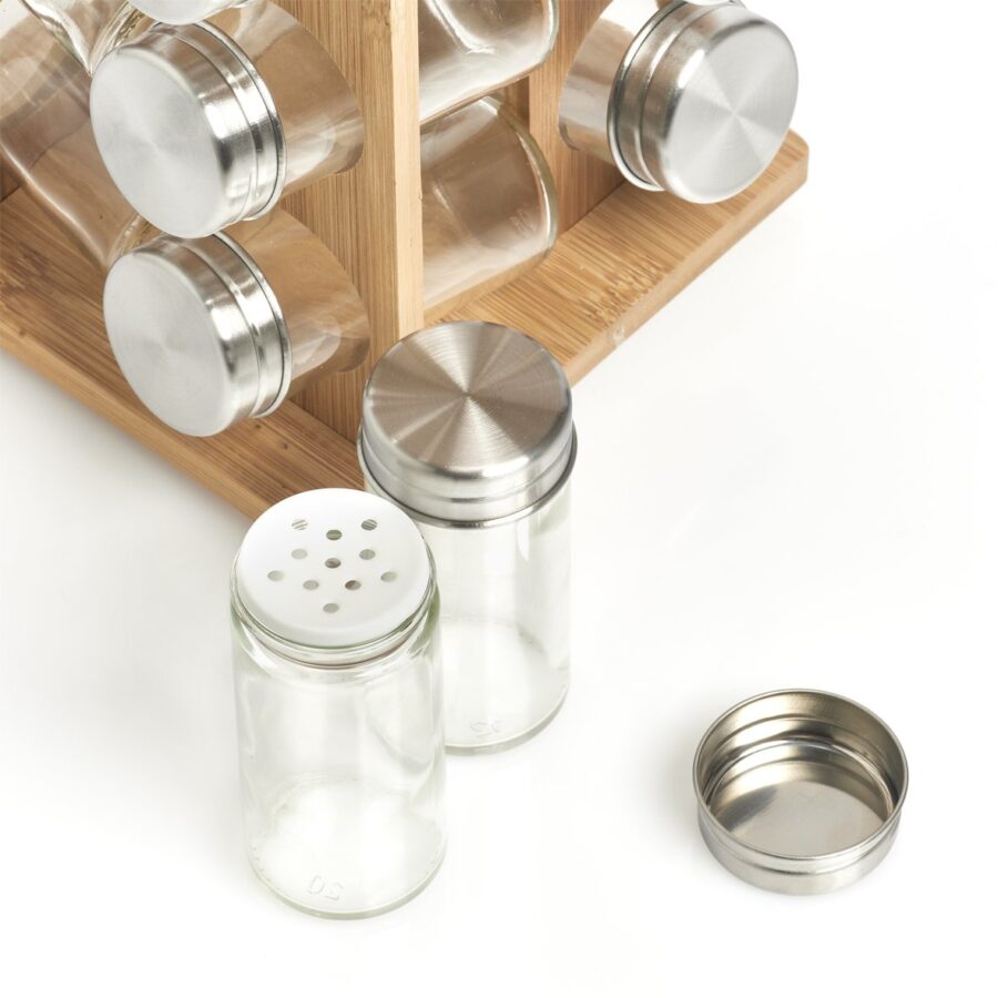 Gewürzrondell m. 16 Gläsern, Bambus/Glas/Edelstahl – Ansicht 4