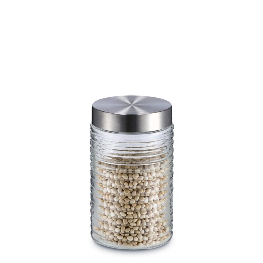 Vorratsglas 'gerillt' m. Edelstahldeckel, 1000 ml – Ansicht 2