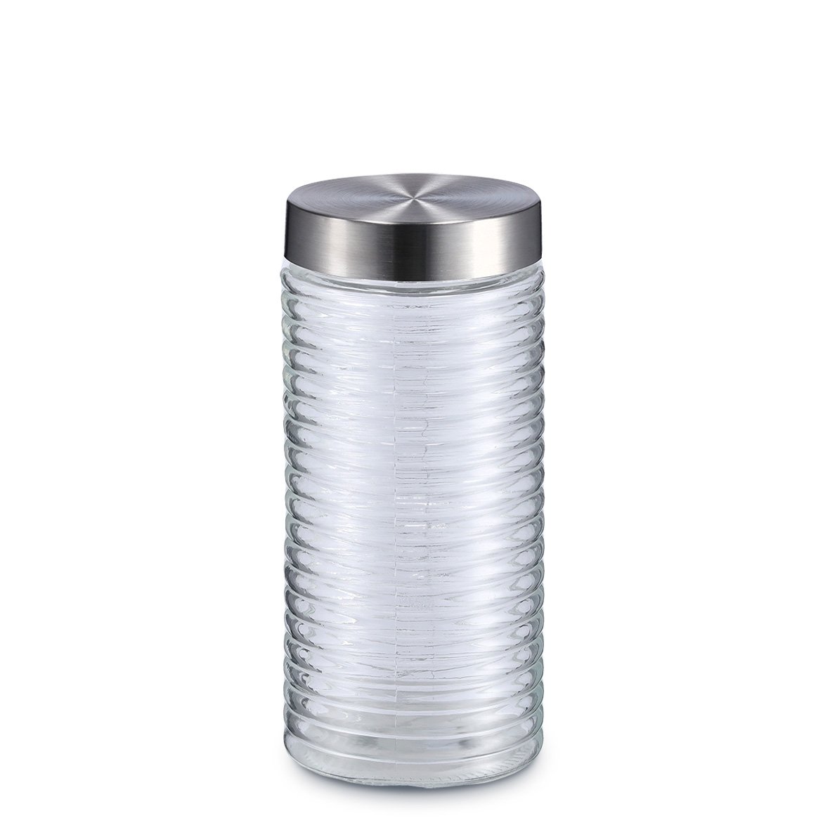 Vorratsglas 'gerillt' m. Edelstahldeckel, 1400 ml