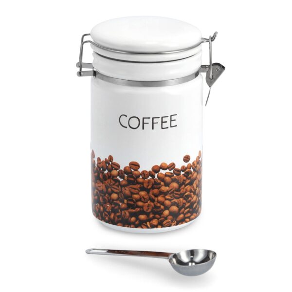 Kaffeedose m. Löffel, Keramik/Metall